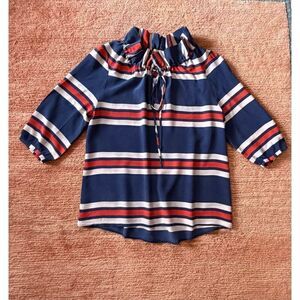 Annie Griffin 100% Silk Striped Blouse Size L